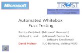 Automated Whitebox Fuzz Testing Patrice Godefroid (Microsoft Research) Michael Y. Levin (Microsoft Center for Software Excellence) David Molnar (UC-Berkeley,