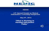 NENIC 12 th Annual Trends in Clinical Informatics; A Nursing Perspective May 9 th, 2014 “What is Working in Nursing Informatics Today “
