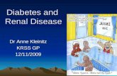 1 Diabetes and Renal Disease Dr Anne Kleinitz KRSS GP 12/11/2009.