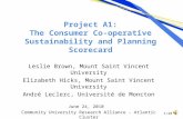 1/20 Project A1: The Consumer Co-operative Sustainability and Planning Scorecard Leslie Brown, Mount Saint Vincent University Elizabeth Hicks, Mount Saint.
