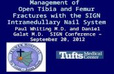 Management of Open Tibia and Femur Fractures with the SIGN Intramedullary Nail System Paul Whiting M.D. and Daniel Galat M.D. SIGN Conference – September.