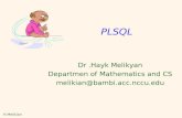 H.Melikian1 PLSQL Dr.Hayk Melikyan Departmen of Mathematics and CS melikian@bambi.acc.nccu.edu.