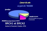 Cancer du sein La part de l hérédité Sporadique Hérédité ( autosomique dominante) 5-10 % Familial 15-20 % Interaction probable entre les gènes et l environnement.