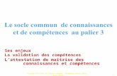 Groupe PTA sur le socle commun Académie Nancy-Metz – Mars 20101 Ses enjeux La validation des compétences Lattestation de maîtrise des connaissances et.