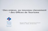 Des enjeux, au nouveau classement des Offices de Tourisme Réunion Offices de Tourisme de l'Aveyron UDOTSI 12 - Rodez, 29 mars 2012.