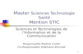 1 Master Sciences Technologie Santé Mention STIC Sciences et Technologies de lInformation et de la Communication Responsable Nadine Cullot Co-Responsable.