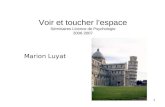 1 Voir et toucher lespace Séminaires Licence de Psychologie 2006-2007 Marion Luyat.