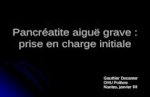 Pancréatite aiguë grave : prise en charge initiale Gauthier Decanter CHU Poitiers Nantes, janvier 09.