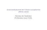 Droit institutionnel de lUnion europ©enne (4¨me s©rie) Nicolas de Sadeleer Professeur aux FUSL