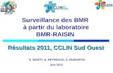 Surveillance des BMR à partir du laboratoire BMR-RAISIN Résultats 2011, CCLIN Sud Ouest N. MARTY, E. REYREAUD, C. DUMARTIN Juin 2012.