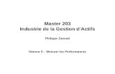 Master 203 Industrie de la Gestion dActifs Philippe Zaouati Séance 5 – Mesurer les Performances.