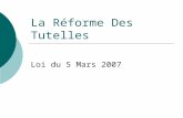 La Réforme Des Tutelles Loi du 5 Mars 2007. Introduction La nécessité dune réforme : constat dune dérive de la protection judiciaire des majeurs. La loi.