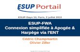 Copyright 2010 © Consortium ESUP-Portail ESUP-Days 10, Paris, 2 juillet 2010 ESUP-FWA Connexion simplifiée à Apogée & Harpège via l'ENT Cédric Champmartin.