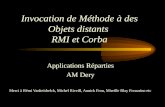 Invocation de Méthode à des Objets distants RMI et Corba Applications Réparties AM Dery Merci à Rémi Vankeisbelck, Michel Riveill, Annick Fron, Mireille.