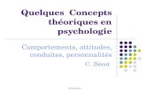 IFSI 2012/2013 Quelques Concepts théoriques en psychologie Comportements, attitudes, conduites, personnalités C. Bécot.