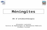 Méningites Alexandre Lautrette Service de Néphrologie et Réanimation Médicale Clermont-Ferrand DU dantibiothérapie.