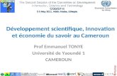 Développement scientifique, Innovation et économie du savoir au Cameroun Prof Emmanuel TONYE Université de Yaoundé 1 CAMEROUN The Second Session of the.