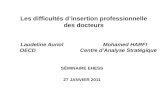 Les difficultés dinsertion professionnelle des docteurs Laudeline Auriol Mohamed HARFI OECD Centre dAnalyse Stratégique SÉMINAIRE EHESS 27 JANVIER 2011.