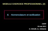 MODULE EXERCICE PROFESSIONNEL (2) CERF 19 mai 2011 D. Sirinelli, JL. Dehaene 6.Nomenclature et tarification.