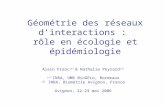 Géométrie des réseaux dinteractions : rôle en écologie et épidémiologie Alain Franc (1) & Nathalie Peyrard (2) (1) INRA, UMR BioGEco, Bordeaux (2) INRA,