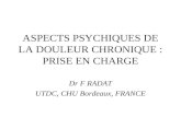 ASPECTS PSYCHIQUES DE LA DOULEUR CHRONIQUE : PRISE EN CHARGE Dr F RADAT UTDC, CHU Bordeaux, FRANCE