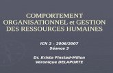 COMPORTEMENT ORGANISATIONNEL et GESTION DES RESSOURCES HUMAINES ICN 2 – 2006/2007 Séance 3 Dr. Krista Finstad-Milion Véronique DELAPORTE.