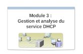 Module 3 : Gestion et analyse du service DHCP. Vue d'ensemble Gestion d'une base de données DHCP Analyse du service DHCP Application des instructions.