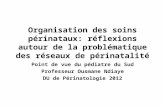 Organisation des soins périnataux: réflexions autour de la problématique des réseaux de périnatalité Point de vue du pédiatre du Sud Professeur Ousmane.