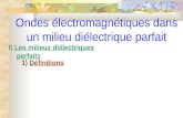 Ondes électromagnétiques dans un milieu diélectrique parfait I) Les milieux diélectriques parfaits 1) Définitions.