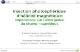 30/09/05Bilan & Prospectives 1/13 Thème 1 : Injection dHélicité Magnétique Injection photosphérique d'hélicité magnétique: implications sur lémergence.