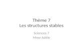 Thème 7 Les structures stables Sciences 7 Mme Adèle.