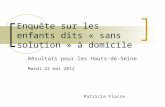 Enquête sur les enfants dits « sans solution » à domicile Résultats pour les Hauts-de-Seine Mardi 22 mai 2012 Patricia Fiacre.