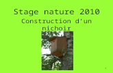 1 Construction dun nichoir Stage nature 2010. 2 Introduction Si certains oiseaux construisent leur nid dans les branches des arbres, d'autres (dits cavernicoles)