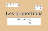 Les proportions Sin 45° = x 9 Quest-ce quune proportion ? Légalité de deux rapports. Proportion.