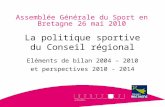 Assemblée Générale du Sport en Bretagne 26 mai 2010 La politique sportive du Conseil régional Eléments de bilan 2004 – 2010 et perspectives 2010 - 2014.