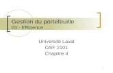 Gestion du portefeuille 03 - Efficience Université Laval GSF 2101 Chapitre 4 1.