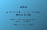 Quizz La dissection de laorte thoracique Préparé et présenté par Nacer CHRAIBI AMCAR 26 octobre 2009.