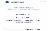 LES DEPENSES MODULE MM : GESTION DES ACHATS Annexe 3 LE SOLDE ENGAGEMENT JURIDIQUE (COMMANDE) SIFAC 2010 29/07/2010.