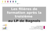 Lycée de Bagnols BP 165- Avenue Vigan Braquet 30205 Bagnols sur Cèze Tel: 0466.90.42.00 – Fax: 04-66-90-42-10 Les filières de formation après la troisième.