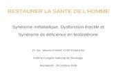RESTAURER LA SANTE DE LHOMME Syndrome métabolique, Dysfonction érectile et Syndrome de déficience en testostérone Pr. As. Mounir CHARIF CHEFCHAOUNI XIIIéme.