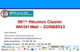 36 ème Réunion Cluster WASH Mali – 21/08/2013 Groupe Pivot ADDA Site internet:  Contact: washclustermali@gmail.com Julie.