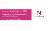 Travaux Budgétisés en 2013 Communauté dagglomération Le Grand Narbonne CCI le 30 avril 2013.
