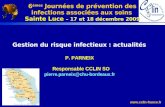 Www.cclin-france.fr Gestion du risque infectieux : actualités P. PARNEIX Responsable CCLIN SO pierre.parneix@chu-bordeaux.fr Sainte Luce – 17 et 18 décembre.
