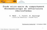 1 Étude micro-macro du comportement thermomécanique de réfractaires électrofondus K. Madi, S. Forest, M. Boussuge -Centre des Matériaux – ENSMP Paris.