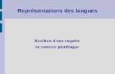 Représentations des langues Résultats d'une enquête en contexte plurilingue.