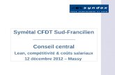Symétal CFDT Sud-Francilien Conseil central Lean, compétitivité & coûts salariaux 12 décembre 2012 – Massy.