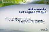 Faculté des arts et des sciences Département de physique Astronomie Extragalactique Cours 1: Classification, propriétés globales des galaxies & fonctions.