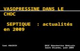 VASOPRESSINE DANS LE CHOC SEPTIQUE : actualités en 2009 Sami HRAIECHDESC Réanimation Médicale Saint Etienne, juin 2009.