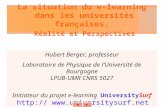 La situation du e-learning dans les universités françaises. Réalité et Perspectives Hubert Berger, professeur Laboratoire de Physique de lUniversité de.
