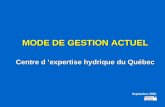 MODE DE GESTION ACTUEL Centre d expertise hydrique du Québec Septembre 2001.